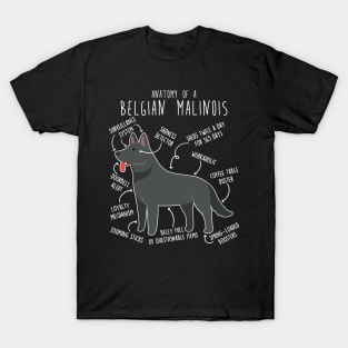 Black Belgian Malinois Dog Anatomy T-Shirt